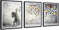 Novatique Banksy Wall Art Street Graffiti Picture Wall Decor Street Girl Graffiti Art Painting Modern Butterfly Poster for Living Room Bedroom,16" x 24" x 3pcs