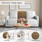 Recliner Sofa Covers 100% Waterproof Velvet L Shape Recliner Couch Covers for Dogs Pets Washable Anti Slip 1 Additional Couch Cover for Reclining Couch (Additional Seat, Light Tan)