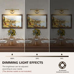 Picture Light Dimmable Hard Wired 15.75 Inch Adjustable Swing Arm Brass Wall Lights for Pictures Led Display Light for Artwork 7W Warm White