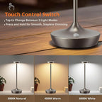Cordless Table Lamps Outdoor - Rechargeable 6000mAh Battery Operated Table Lights - LED Portable Touch Dimmable Waterproof Table Lamp for Patio Restaurant Dining (2 Grey)