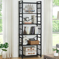 HOMBAZAAR 6 Tier Bookshelf,70 inch Tall Industrial Bookcase with Metal Frame and Open Shelves,Rustic Heavy Duty 6 Shelf Bookcase, Office Book Shelves for Living Room and Bedroom,Black