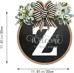 Circular Surname Front Door Welcome Sign - 26 Letter House Wreath, Front Porch Decorations, Year-Round Home Decor (Z)