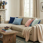 Mecatny Set of 4 Velvet Throw Pillow Covers 20x20, Soft Colorful Accent Decorative Couch Pillow Covers for Sofa Bedroom Living Room, Blue/Pink