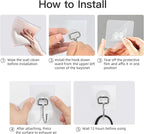 Large Adhesive Hooks for Hanging Heavy-Duty 44Ib(Max) 20 Packs, Wall Hangers without Nails Self-Adhesive Traceless Clear and Removable, Waterproof and Rustproof Multiple Uses for Bathroom Kitchen Home