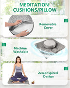 Hihealer Meditation Cushion Set – Large Rose Velvet Zafu & Zabuton Floor Pillow Traditional Tibetan Yoga Bolster for Adults Buckwheat Filled for Comfort Support