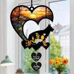 LOVELYPOD Personalized Dog Memorial Suncatcher, Custom Pet Memorial Gifts for Loss of Dog, SunCatcher Gift for Someone Who Lost a Pet, Dogs Remembrance Stained Glass, Hanging Garden Decor with Heart