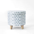 HomePop Upholstered Round Storage Ottoman|Homepop Home Décor|Upholstered Round Foot Rest Ottoman - Small Green Medallion Ikat Print