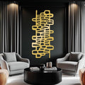 Cadeali Abstract Geometric Metal Wall Art, Modern Circles Metal Decor, Minimalist Line Art, Long Narrow Sign, Luxury Modern Artwork for Living Room, Farmhouse, Office (Gold, 35"x16" | 90x41cm)