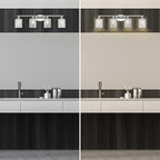 Crystal Bathroom Vanity Lights Over Mirror Chrome Vintage Wall Light Fixture 4-Lights Wall Sconce with K9 Crystal Shade Modern Kitchen Wall Lamp for Living Room Closet Hallway Apartment