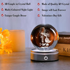 IFOLAINA Romantic Valentines Gifts for Wife Girlfriends Women I Love You Gifts for Her Couple Anniversary Birthday 3D Crystal Ball Night Light Glass Globe Decorative Decor