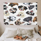 VUMIVI Dog-Head Tapestry Cartoon Pet Illustrations Cute Funny Animals Colorful Graffiti Tapestry Wall Hanging for Living Room Bedroom Dorm Classroom Aesthetic Decor W60xL40in