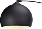 Teamson Home Arquer 66.93" Arc Floor Lamp for Living Rooms, Home Offices, Dining Rooms, Bedrooms with Faux Black Marble Base and Black Bell Shade