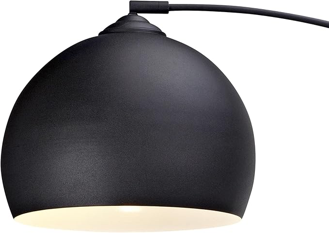 Teamson Home Arquer 66.93" Arc Floor Lamp for Living Rooms, Home Offices, Dining Rooms, Bedrooms with Faux Black Marble Base and Black Bell Shade