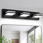 OKELI Bathroom Light Fixtures Black Modern 3-Lights Vanity Light Over Mirror LED Dimmable 350° Adjustable Lamp Head 24W 6000K Cool White ETL Listed 24 Inch