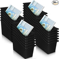 Fuutreo 12 Pieces Book Bins for Classroom Plastic Binder Holder Magazine Stuff Folder File Organizer Box for Home Office School Supplies(24 pcs,Black)
