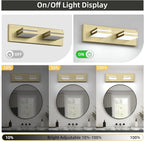 OKELI 2 Lights Bathroom Vanity Light Fixtures Gold LED Dimmable Vanity Light Over Mirror Modern Wall Mounted Lighting Fixture, 350° Rotatable Lamp Head 24W Cold White 6000K ETL Listed