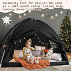 Sherilyn Twin Size Bed Canopy Bed Tents Dream Tent on Bed Privacy Space Blackout Sleeping Tents Indoor Breathable Portable Cottage Floor Drafty Room (Black)