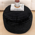 Asuprui Pouf Ottoman Stuffed Footstool Floor Pouf Foot Rest 20x12 Inches Round Poof Seat Floor Bean Bag Chair Foldable Floor Chair Storage for Living Room Bedroom Black Stripe Pouf with Filler