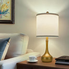 23" Farmhouse Table Lamp Set of 2, Golden Metal Modern Bedside Lamps for Living Room, 3 Color Temperature Rustic Table Lamps for Bedroom, Night Stands, Dorm,Office, Home Décor (Bulb Included)
