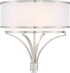 Possini Euro Design Candice Modern Standing Floor Lamp 64" Tall Brushed Nickel Dual Silver Organza White Linen Fabric Drum Shade Decor for Living Room Reading House Bedroom Home