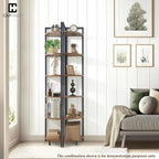 CAPHAUS 6 Tier Corner Shelf, 71.1-Inch Tall Corner Bookshelf, Corner Display Rack with Metal Frame, Round Corner Shelf Unit Rack, Tall Corner Stand for Bathroom, Living Room, Home, Office, Rustic Oak
