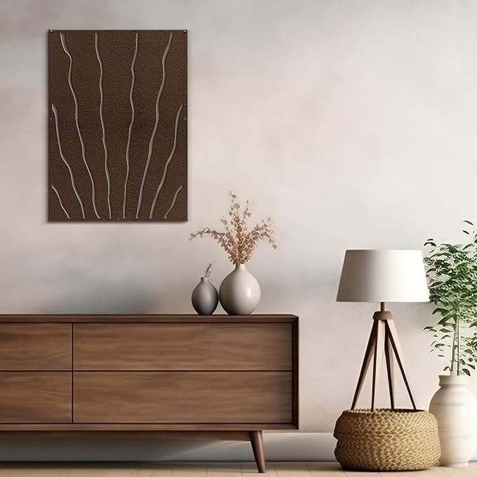 SIGNLEADER Metal Wall Art Decor Zebra Stripe Minimalist Modern Abstract Wall Sculpture Hangings Home Decoration for Living Room, Bedroom, Bathroom, Kitchen, Outdoor - 36" Bronze