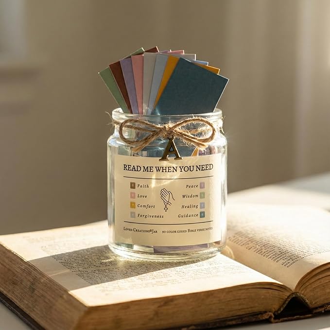 Bible Verse Jar for Christmas Gifts, Initial V Read Me When Prayer, Emotion and Feelings Scripture, Spirit-lifiting Jar Christian Gifts for Women, Scriptural Study Supplies Men Art Work for Family