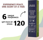 Folkulture Incense Sticks (120 Sticks) | Set of 6 Premium Incense for Meditation, Aromatherapy, Gifts | No Charcoal, Organic, Non Toxic, 45 Mins, Long Burning White Sage, Mint, Oud Insence-Sticks