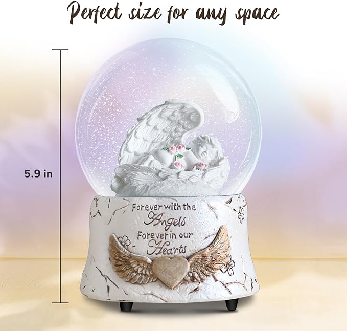 Christmas Indoor Decor Angel Statue, Healing Angel Figurines for Women, Ideas,Resin Angel Statue Music Snow Globe Cat Dog Pet Memorial Gifts, pet Loss Sympathy Gift