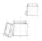 SIMPLIHOME Rockwood Cube Storage Ottoman with Tray - 17 inch Wide Upholstered Linen Look Fabric Square Storage Ottoman in Cloud Grey, Contemporary Cube Ottoman for Living Room with Serving Tray