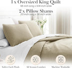 Southshore Fine Living, Inc. Oversized King Quilt Bedding Set, Taupe Quilt California/King Size Bedspread with 2 Matching Pillow Shams, Microfiber Soft & Cozy Bedding Coverlet, Taupe