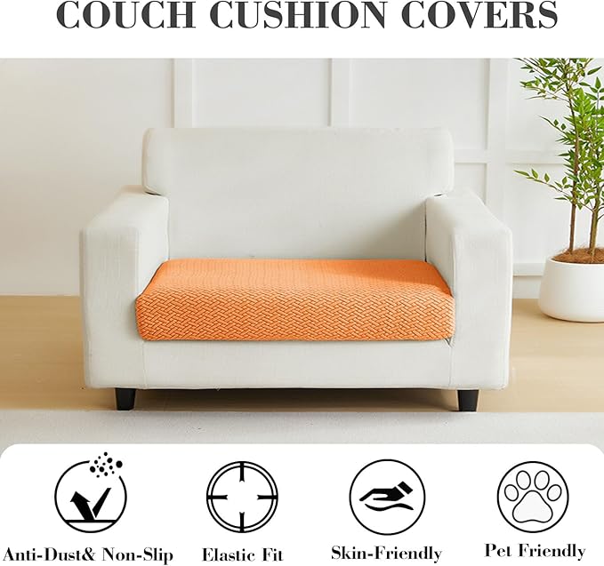 Sofa Covers Couch Covers for Sofa Pet Friendly Couch Cushion Covers Universal Sofa Covers Washable Stretch Slipcovers for Sectional Sofa (Texture Orange,Extra Large Single Seat Cover)