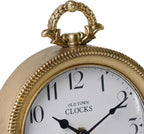 NIKKY HOME Table Clock, Vintage Desk Clock, Gold Table Clocks Non-Ticking Battery Operated Decorative Shelf Clock for Living Room Bedroom Gift Clocks