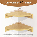 Fun Memories Corner Shelf Wall Mount, Wood Floating Corner Shelves, Corner Wall Shelf for Bedroom, Bathroom, Kitchen, Living Room (Oak, 3 Pack)