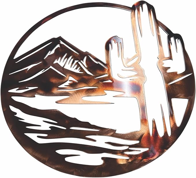 Arizona Cactus Circle Metal Wall Art - Copper - 14" x 13 3/4"