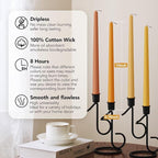 10-Inch Unscented Dripless Taper Candles - Fall Taper Candles Bulk 12 Pack for Dinner - Smokeless, 6-8 Hour Burning - Mixed Candlesticks - Burgundy, Caramel, Blaze, Ochre