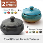 Ashtray with Lid for Outside Patio, Windproof Ash tray, Ceramic Smokeless Ashtray for Outdoor Home Office Tabletop Patio Outdoor Balcony, Blue