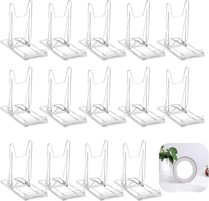 14 Pack Acrylic Book Display Stand - Adjustable Clear Easel Holder Display Collector Stand for Comic Books, CD DVD, Plates, Magazines, Postcard, Artworks, Collectibles & Home Office Decor