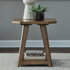 Liberty Furniture Carolina Park Octagonal End Table for Living Room - Amber Brown Oak
