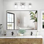 Bathroom Vanity Light, 3-Light 19" Brushed Nickel Modern Matte Wall Sconce Lighting with Clear Glass Shade, Wall Lights,Bath Vintage Wall Mounted Lamps for Mirror Bedroom Living Room