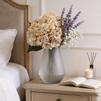 Kimura's Cabin 6pcs Cream Fake Hydrangea Flowers Artificiales Bouquets Faux Silk Hydrangea with Stems for Home Wedding Party Table Core Decoration (Beige)