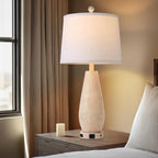 Farmhouse Table Lamps Set of 2 with USB C+A Ports and AC Outlet, 26.5" Cream Vintage Lamps for Bedroom Nightstand