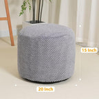Round Stuffed Pouf Ottoman for Foot Rest, Faux Fur Poufs with Foam Chunk Filling, Storage Ottoman Pouf Foot Stool Cushion Poufs, 20 X 15 Inch Floor Chair for Living Room Bedroom Home Decor, Gray