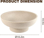 Modern Decorative Fruit Bowl for Keys Entryway Table, Holder Kitchen Countertop Minimalist Home Decor Accents Aesthetic With Pedestal,Artificial Stone Beige