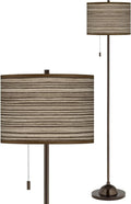 Cedar Zebrawood Bronze Club Floor Lamp with Print Shade
