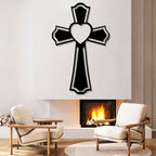 Metal Cross for Wall, Crosses Wall Decor, Cross Heart Metal Wall Art, Christian Wall Decor, Christian Cross Wall Decor, Religious Wall Decor, Faith Wall Decor, Spiritual Wall Decor (Gold, 41"x26" | 105x66cm, metal wall art)