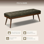 POLY & BARK 55" Tufted Leather Bed Bench for Bedroom End of Bed - Living Room Entry Way Bench - Pure Italian Leather Upholstery with a Solid Wood Frame - Ottoman Bench with Wooden Legs - Olivine Green