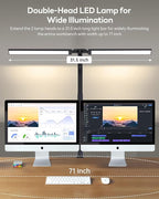 LED Desk Lamp for Home Office, Eye-Caring Desk Light with Clamp, Stepless Dimming 24W Double Head Architect Task Lamp with Remote Control, Flexible Arm, for Working, Studying, Reading, Drafting