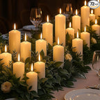 72 Pack Ivory Pillar Candles Bulk Set, 2x3 2x6 2x8 Inch - 24 Each Size, Dripless Smokeless Clean Burning for Wedding Centerpieces, Home Decor, Church, Romantic Ambiance！