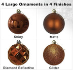 Bronze 4.0" Large Christmas Balls - Christmas Tree Decoration Ornaments Shatterproof Hanging Balls for Birthday Halloween Holiday Wedding Decorations Set of 4pcs